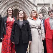 Solicitor Theodora Middleton (centre) with Reclaim These Streets founders (l-r) Henna Shah, Jamie Klingler, Anna Birley and Jessica Leigh outside the Royal Courts of Justice