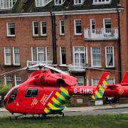 An air ambulance arrived at Willow Road, Hampstead this afternoon - December 11.