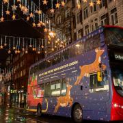 London buses have been wrapped with festive designs as part of the mayor’s Let’s Do London campaign