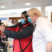 Prime Minister Boris Johnson posed for a selfie during a visit to Haringey's Lordship Lane Primary Care Centre
