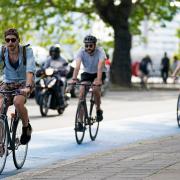 Cyclists on a London bike lane