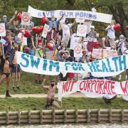 Protesters believe access to the Hampstead Heath bathing ponds should not be restricted by compulsory charges. Picture: Josh Bratt