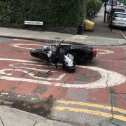 An abandoned moped after a chase in Crouch End. Picture: Supplied