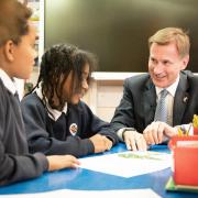Chancellor Jeremy Hunt, visiting St Jude's CofE Primary School in south London after delivering his Autumn Statement