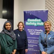 Shaheda Rahman, Camden's community safety manager; Cllr Pat Callaghan; Heidi Lawrance, Camden's community safety team leader