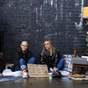 Gail Porter with Londoner Charlotte, hoping the government will take action on people's threat of homelessness