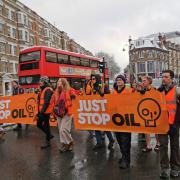 Just Stop Oil protestors in Camden earlier today (December 12)