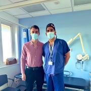 Luke Tolchard with consultant surgeon Ravi Barod after his successful major kidney removal operation