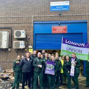Striking workers at Islington Ambulance Station