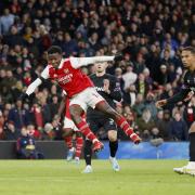 Eddie Nketiah scores for Arsenal against West Ham United