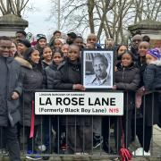 Members of the La Rose family at the renaming of Black Boy Lane (Image: J Tabois)