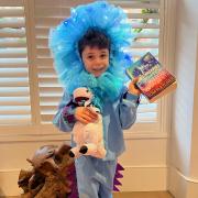 UCS Pre-Prep school pupil Sam Pollock, five, dressed up as Christmasaurus from a book by Tom Fletcher