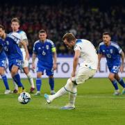 Harry Kane scores from the penalty spot in England's win over Italy to break the national team scoring record