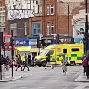 Ambulances near Camden Town station, after reports of a crash