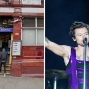 A generic picture of Hampstead station and Harry Styles (right)