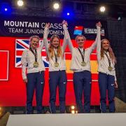 Lauren Russell celebrates team gold with GB