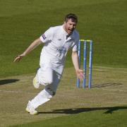 Liam Dawson celebrates a wicket for Hampshire