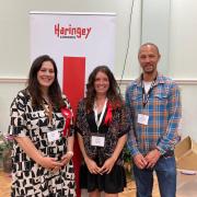 Haringey's newly elected councillor Anna Lawton,  council leader Cllr Peray Ahmet and Cllr Mike Hakata