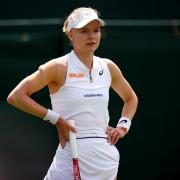 Harriet Dart looks dejected during her first-round loss at Wimbledon