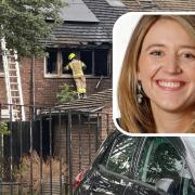 The scene of the fire in Woodyard Close, Kentish Town, and (inset) Cllr Georgia Gould