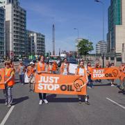 Just Stop Oil activists at a protest in Vauxhall in June