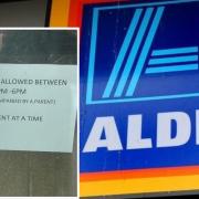 Aldi in Holloway Road, Archway, has placed a temporary measure to restrict school kids in uniform at certain times