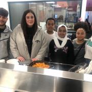 Peray Ahmet joins youngsters for lunch at the Family Hub (Image: Haringey Council)