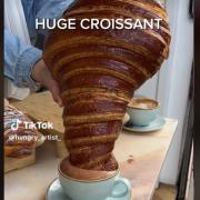 TikToker Hungry artist show's Philip Conticini's giant croissant, available at his bakeries in Camden and South Kensington