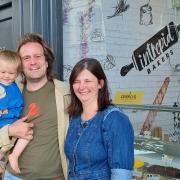 Robin Samuel pictured with parents Rachel and Nick needs £300,000 to fund treatment for a rare cancer. They are customers of Hornsey's Intrepid Bakers who are donating half the opening day profits for their new Tufnell Park bakery.