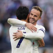 Tottenham's Son Heung-min and James Maddison celebrate