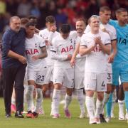 Ange Postecoglou and Tottenham players celebrate at Bournemouth