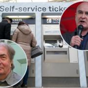 David Winskill (bottom left) agrees with  RMT union general secretary Mick Lynch over the proposed closure of ticket offices
