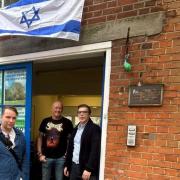 Marx de Morais, David Douglas and Gav Chambers outside Camden Conservative headquarters in a show of support for Israeli people (Image: @CamdenTories)
