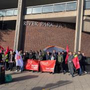 Striking workers protested in Wood Green earlier today (November 3)