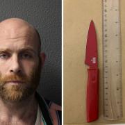 Damien Byrnes (left) used this knife (right) to cut off the penis of Marius Gustavson