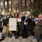 MP Catherine West joins protestors to save the maternity ward at Whittington Hospital (Image: Office of Catherine West)