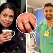 Suraj Shah (right) found Radhika Ramasamy's (left) diamond ring in the pocket of newly laundered medical scrubs, 70 miles from where she works