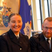 PC Tigwell (left) and PC Okamback (right) receiving award