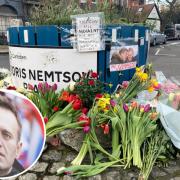 Floral tributes to Alexei Navalny in Parliament Hill following his death