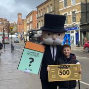 Mr Monopoly and Itay Cohen in Hampstead High Street