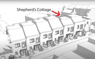 The Townsend Yard development plan showing Shepherd’s Cottage blocked in by new houses (Image: Highgate Society)