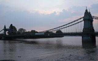 14 bridges in north London are deemed 'sub-standard. Pictured: Hammersmith Bridge in west London, which has not been open for vehicles since April 2019 after cracks were found in its pedestals