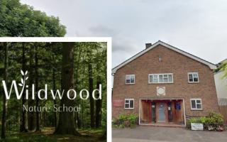 The Wildwood Nature School logo next to St Mary Brookfield Church Hall, where it plans to open