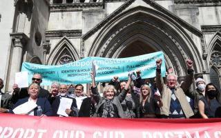 Former post office workers celebrate outside the Royal Courts of Justice, London, after having their convictions overturned by the Court of Appeal  Image: PA