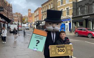 Mr Monopoly and Itay Cohen in Hampstead High Street