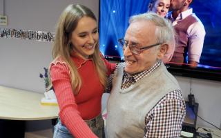 Rose Ayling-Ellis visited Jewish Deaf Association where she danced with a charity member celebrating his 90th birthday
